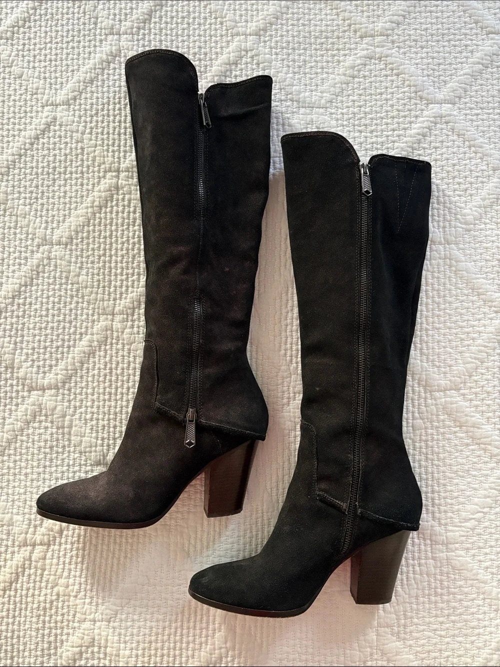 Donald J. Pliner Black Suede Over-the-Knee Block Heel Boots